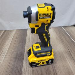 AS-IS DEWALT ATOMIC 20V MAX Lithium-Ion Cordless 1/4 in. Brushless Impact Driver Kit, 5 Ah Battery, Charger, and Bag