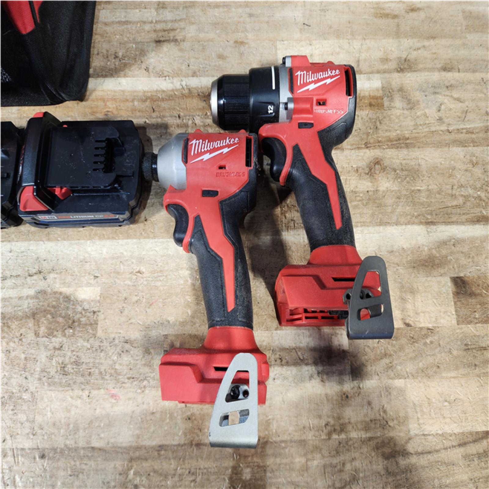 HOUSTON LOCATION - AS - IS Milwaukee 18V Lithium-Ion Brushless Cordless Compact Drill/Impact Combo Kit