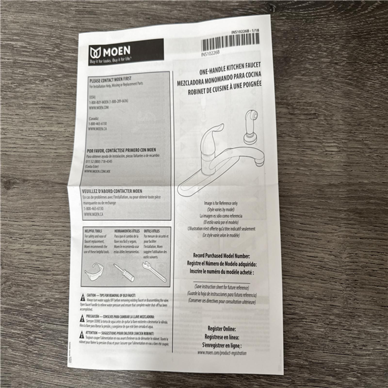 California AS-IS Moen One-Handle Kitchen Faucet