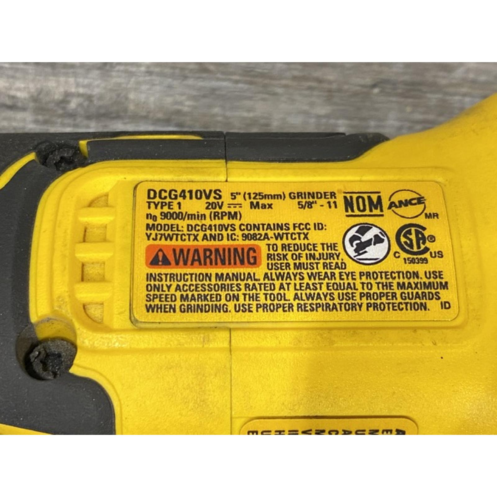 AS-IS DEWALT 20V XR Cordless 4-1/2. in. to 5 in. Variable Speed Angle Grinder (Tool Only)
