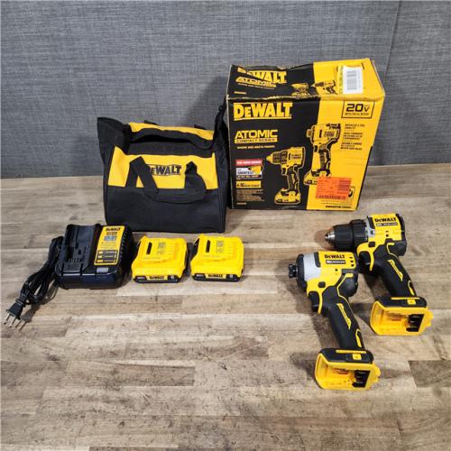 HOUSTON LOCATION - AS-IS Dewalt DCK225D2 20V MAX ATOMIC Brushless Compact Lithium-Ion 1/2 in. Cordless Drill Driver and 1/4 in. Impact Driver Combo Kit with 2 Batteries 2 Ah