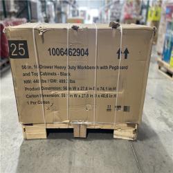 DALLAS LOCATION - Husky 56 in. W x 27.6 in. D 10-Drawer Matte Black Heavy-Duty Mobile Workbench with Pegboard and Top Cabinets