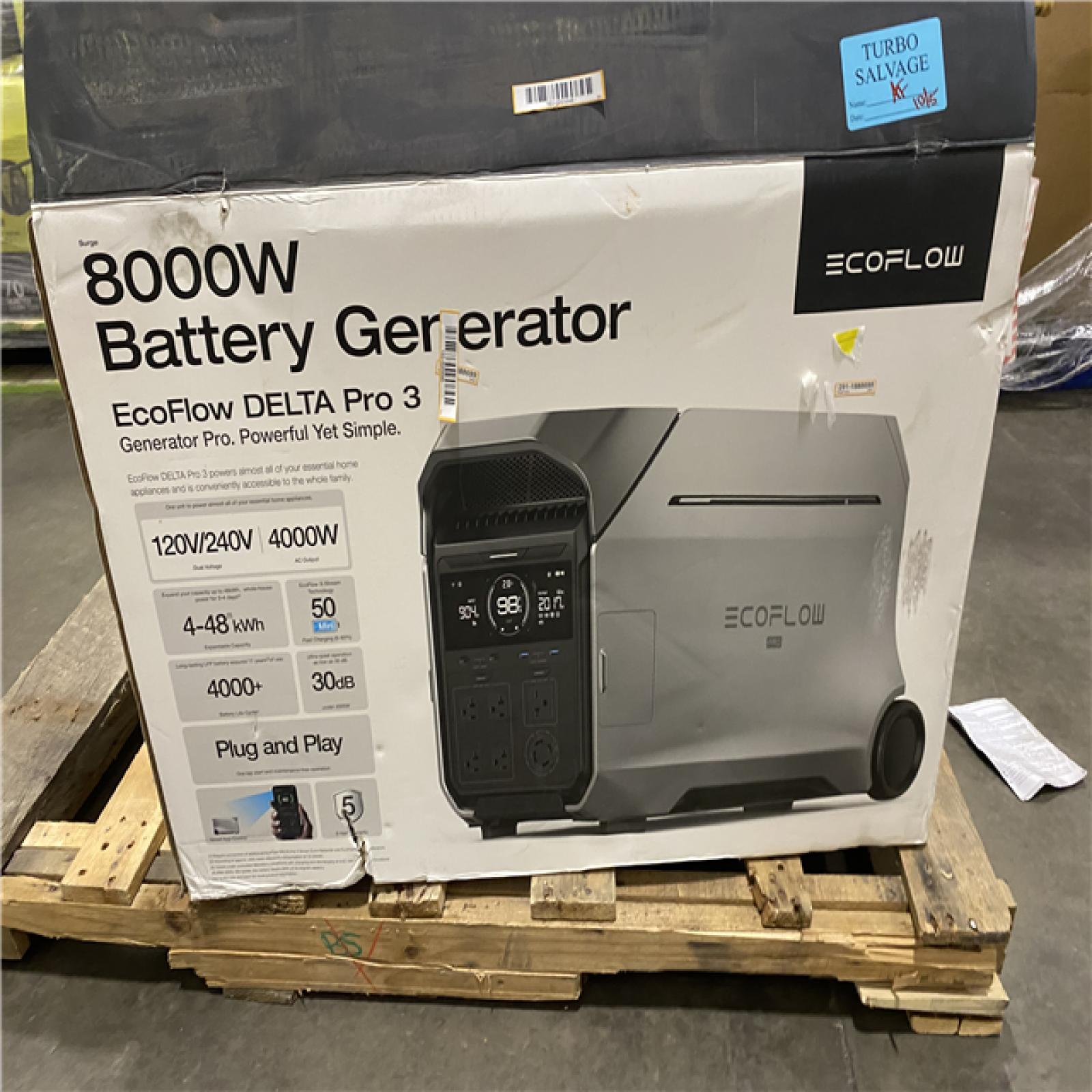 Dallas Location - As-Is EcoFlow 8000Wh DELTA Pro 3 with Extra Battery  4000W AC Output LFP Battery Generator  Home Use  Camping&RV  Push-Button Start