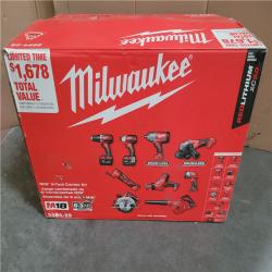 California AS-IS Milwaukee M18 9-Tool Combo Kit  Includes (2) Batteries  Charger & Bag