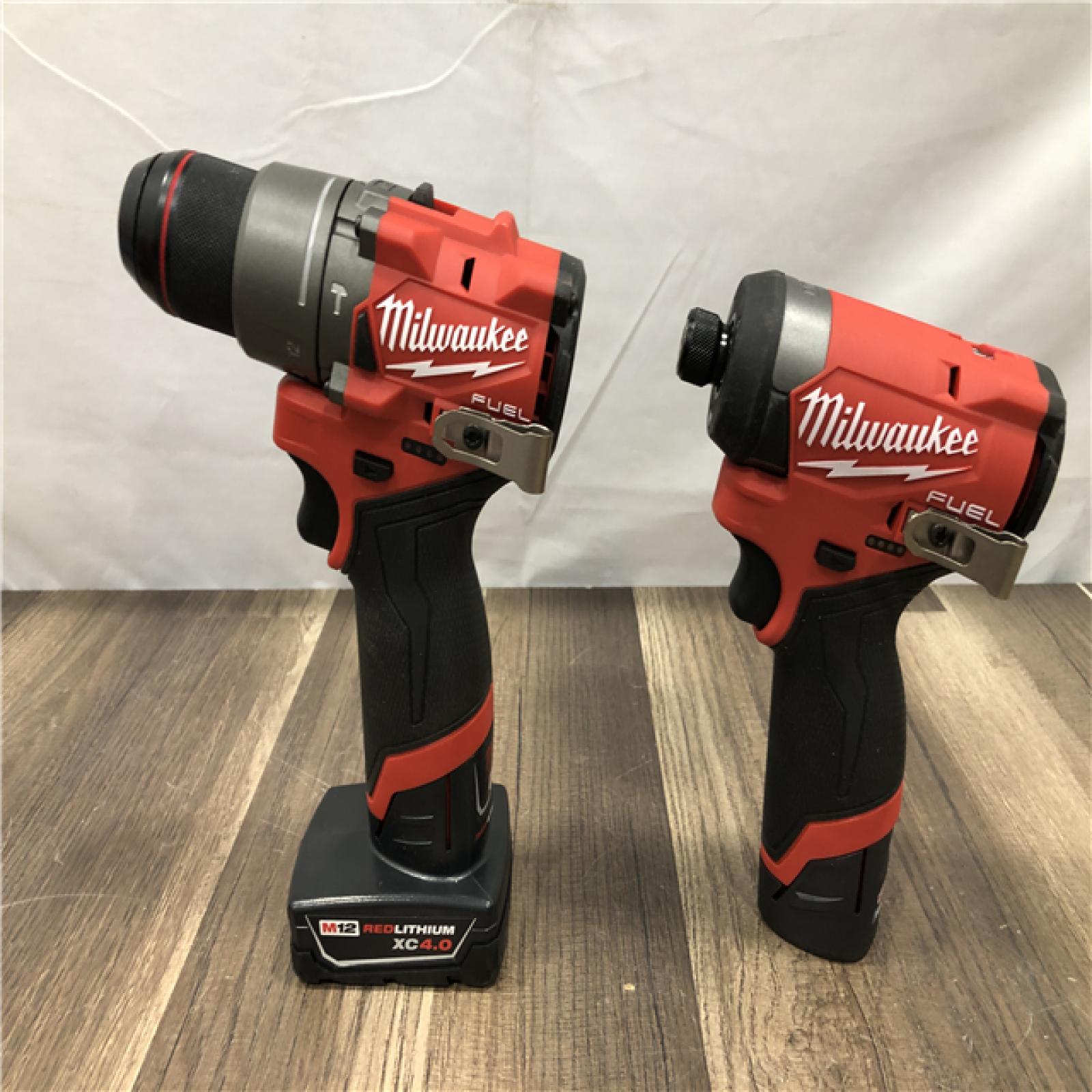 AS-IS Milwaukee FUEL 12-Volt Lithium-Ion Brushless Cordless Hammer Drill and Impact Driver Combo Kit