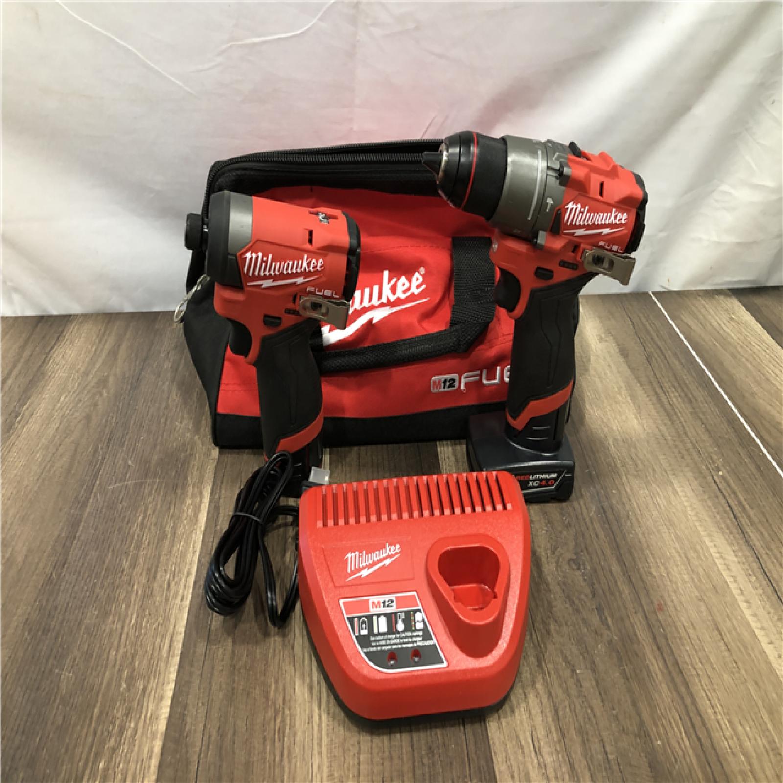 AS-IS Milwaukee FUEL 12-Volt Lithium-Ion Brushless Cordless Hammer Drill and Impact Driver Combo Kit