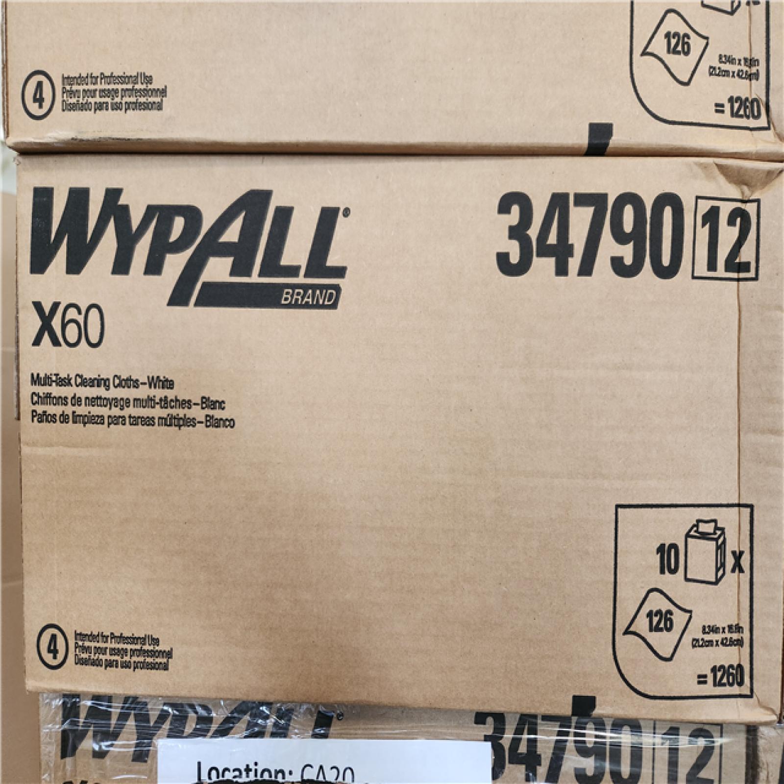 PHoenix Location NEW Wypall GeneralClean X60 Cloths Multi-Task Cleaning Wipes (34790), Strong and Absorbent Towels, White 126 Sheets Per Box Pallet (28-Boxes)