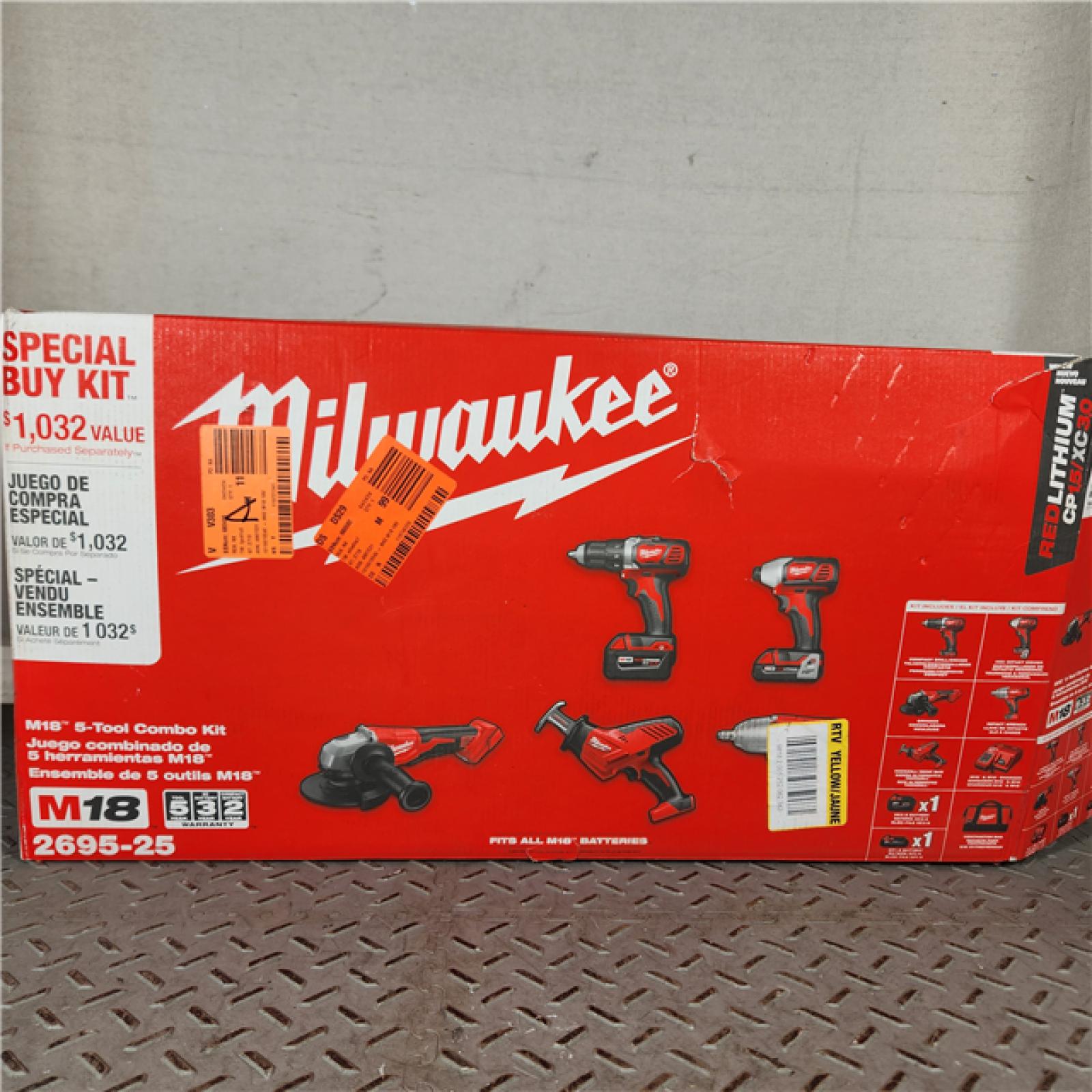 Houston location- AS-IS Milwaukee 5 TOOL Combo Kit Appears in new condition