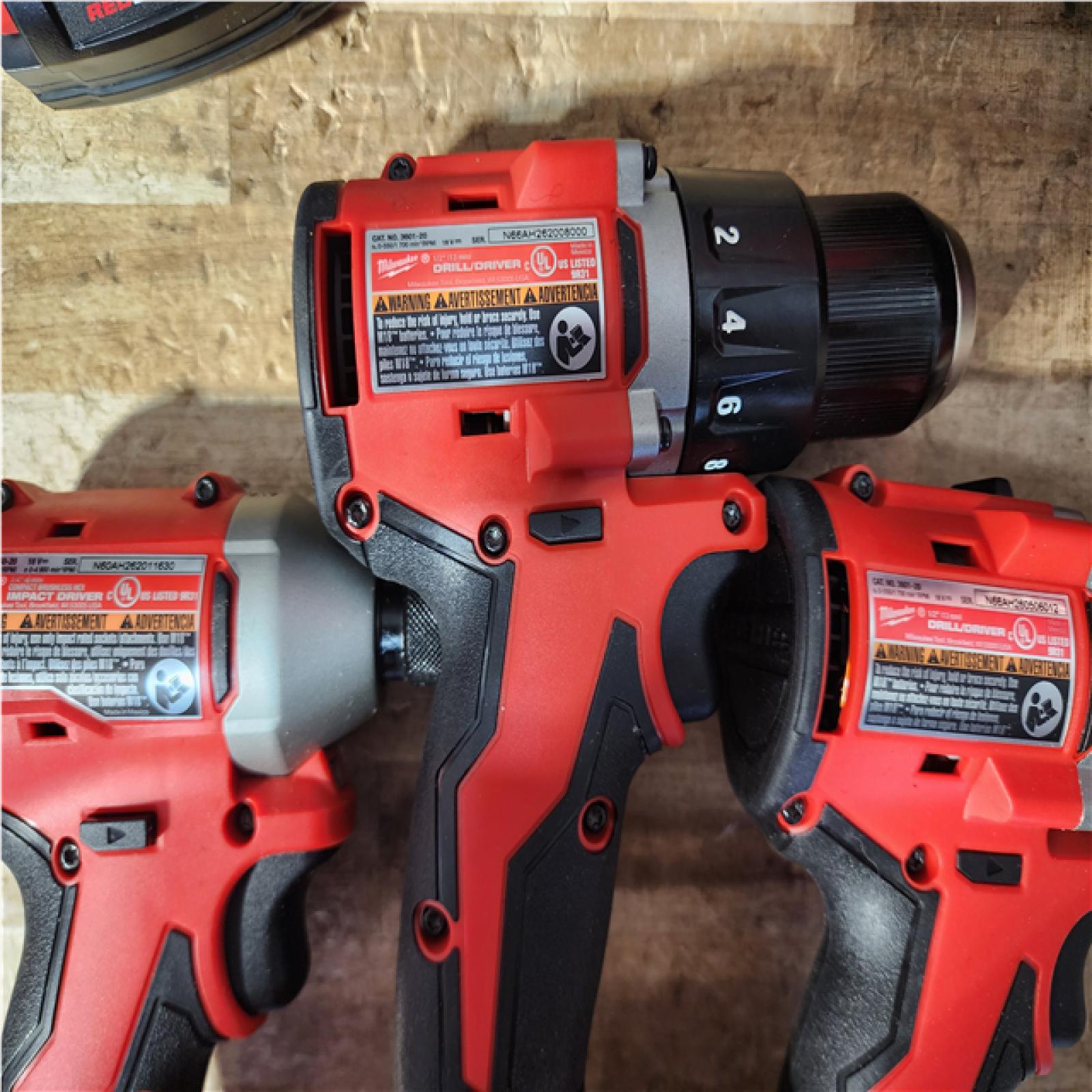 Houston Location AS-IS Milwaukee Drills QTY/3 and Batteries QTY/3 with Chargers QTY/2