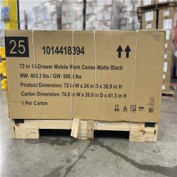 DALLAS LOCATION -Husky Heavy-Duty 72 in. W 15-Drawer Matte Black Mobile Workbench with Wood top