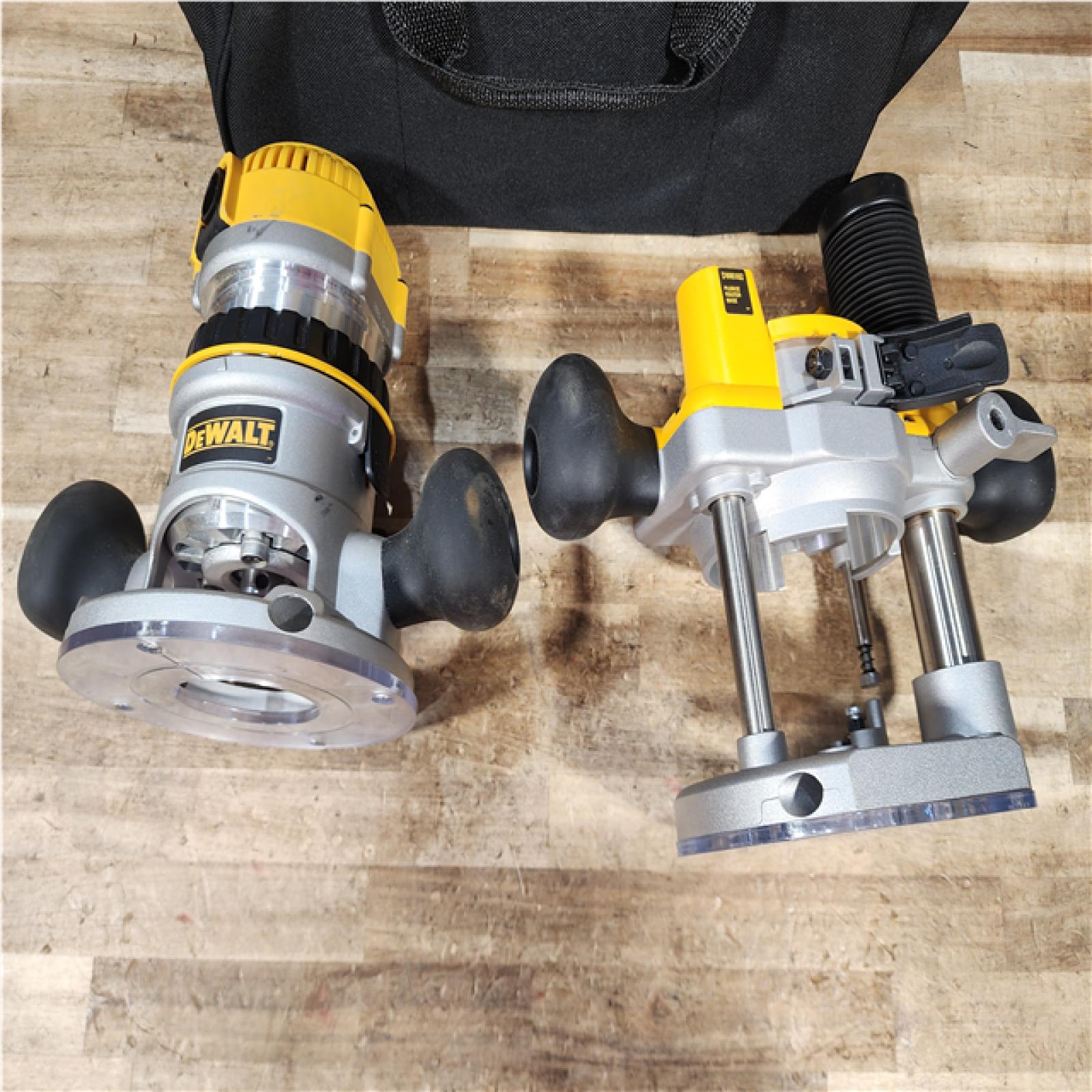 HOUSTON LOCATION - AS - IS DEWALT 12 Amp Corded 2-1/4 Horsepower Fixed and Plunge Base Router Kit