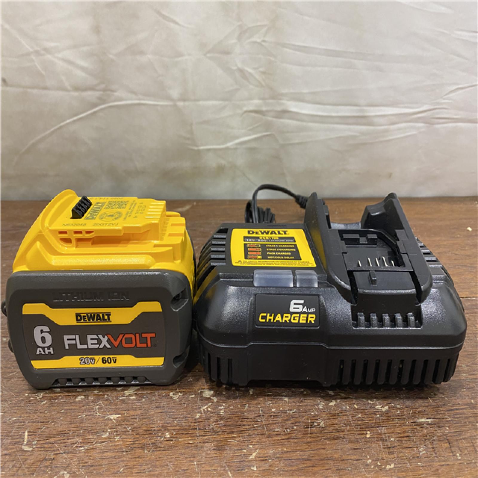 AS-IS DEWALT FLEXVOLT 20V/60V MAX Lithium-Ion 6.0Ah Battery Pack with 6 Amp Output Charger