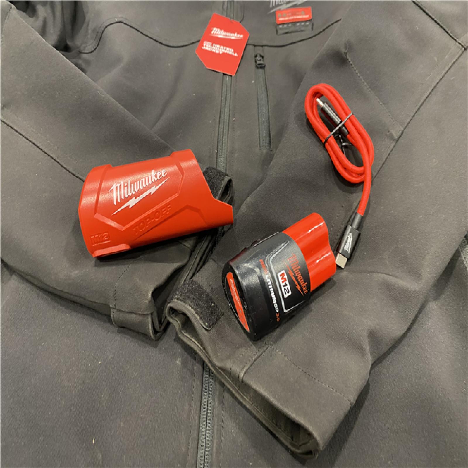 AS-IS Milwaukee Men's Medium 12-Volt Lithium-Ion Cordless Tough Shell Black Heated Jacket Kit