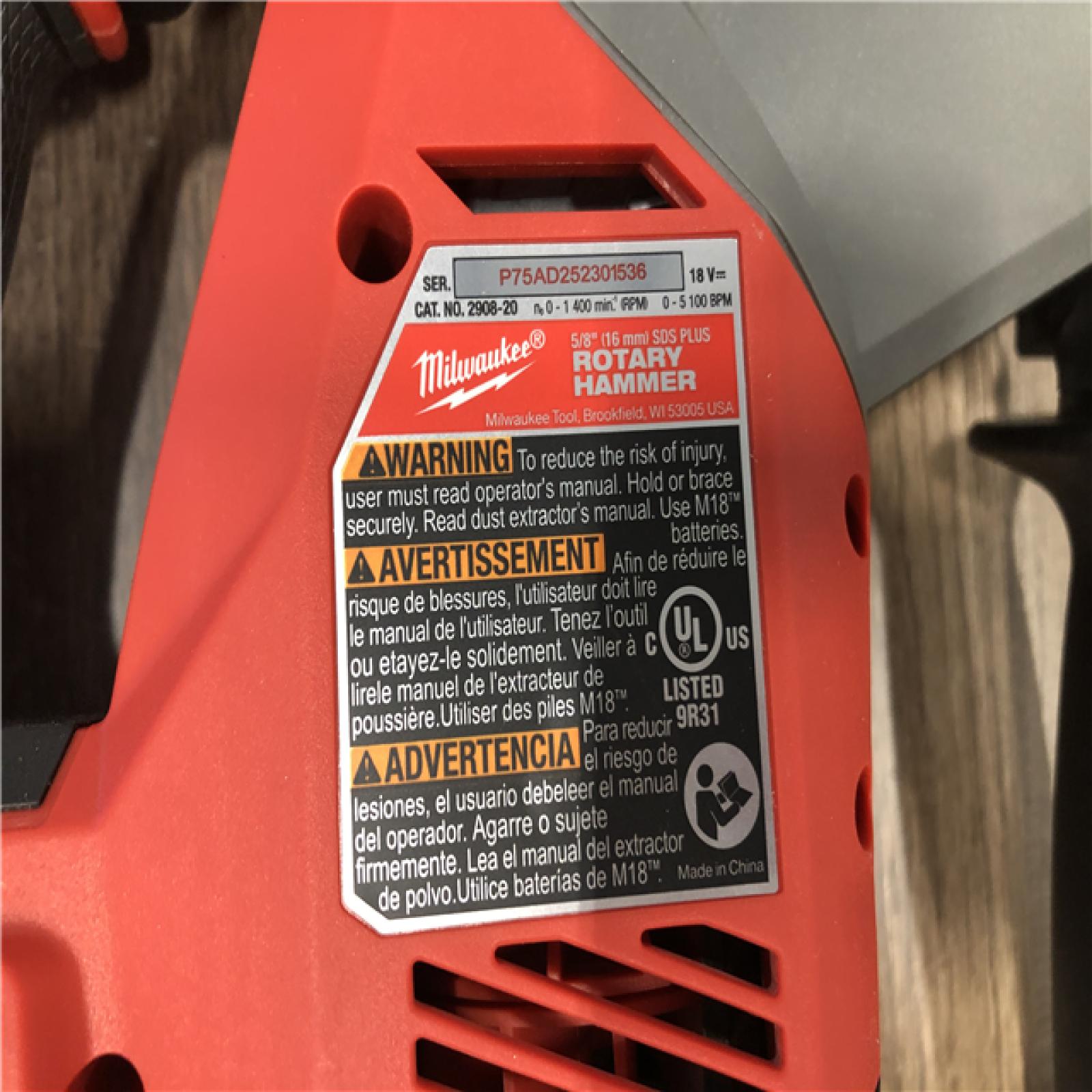 AS-IS Milwaukee  FUEL 18V Lithium-Ion Brushless Cordless 5/8 in. SDS-Plus Rotary Hammer (Tool-Only)