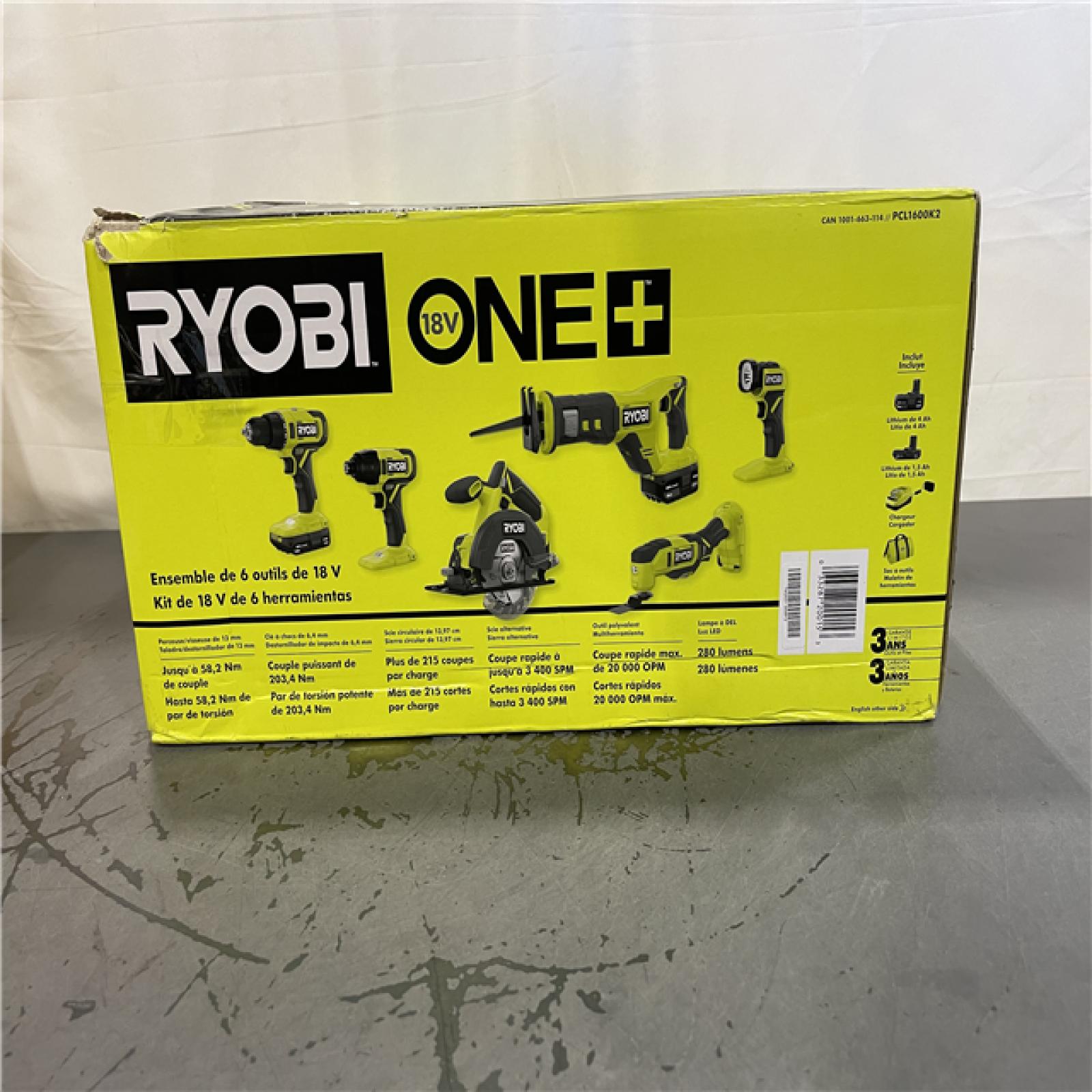 NEW! - RYOBI ONE+ 18V Cordless 6-Tool Combo Kit with 1.5 Ah Battery  4.0 Ah Battery  and Charger