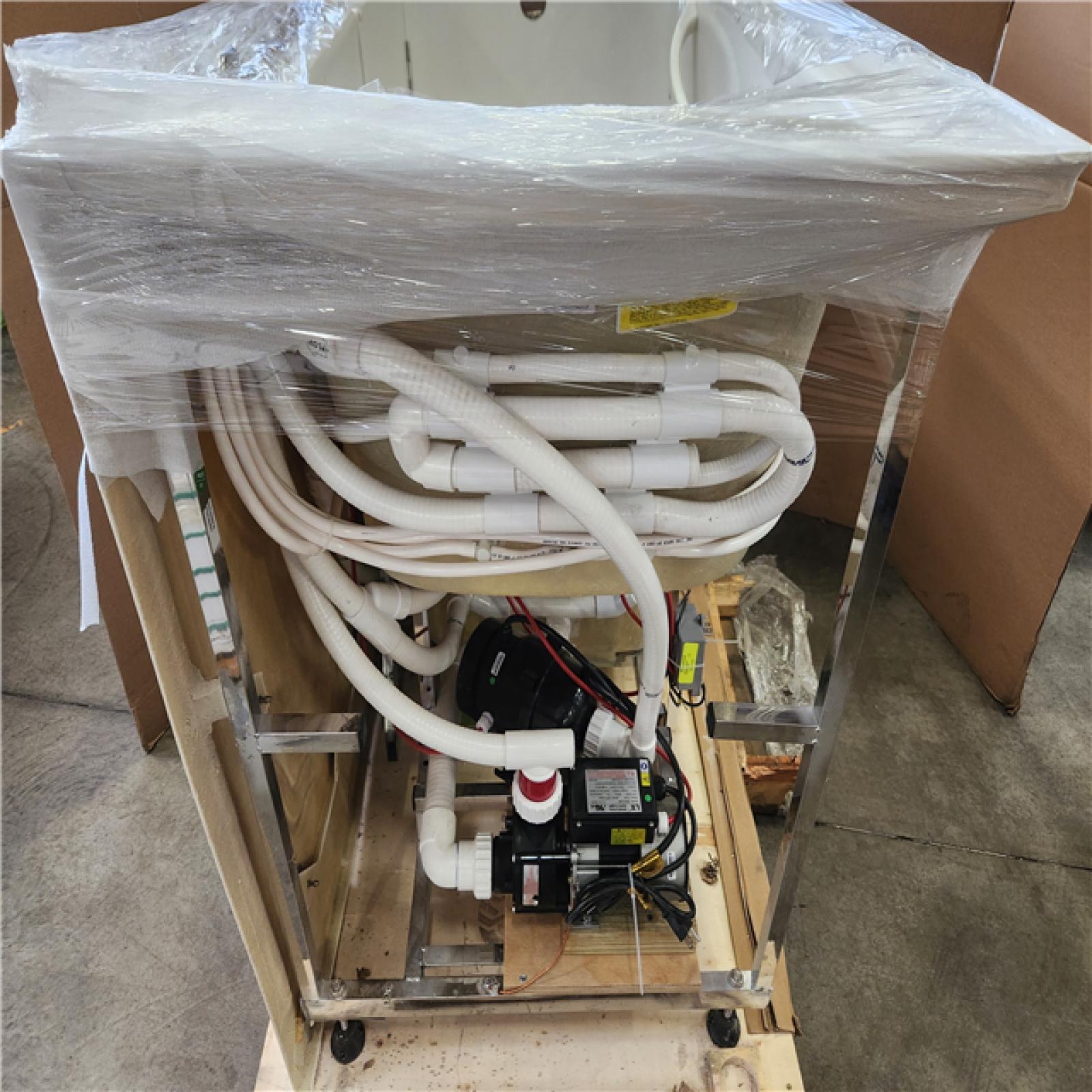 Phoenix NEW Universal Tubs Safe Premier Series 32 in. L x 60 in. W Left Side Drain Combination Jetted Bathtub in Biscuit with Fast Fill Faucet Set