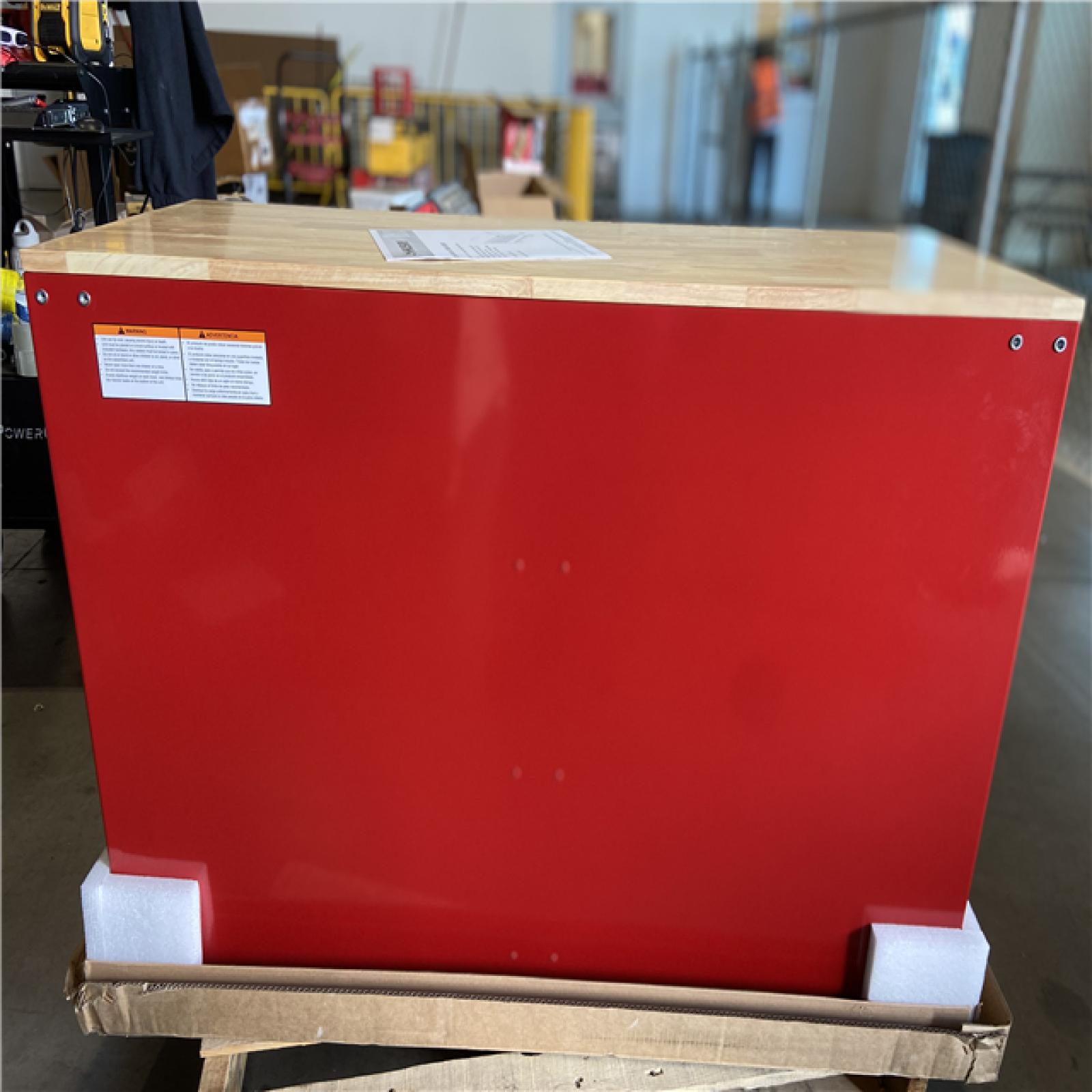 DALLAS LOCATION - Husky Tool Storage 46 in. W x 18 in. D 9-Drawer Gloss Red Mobile Workbench Cabinet