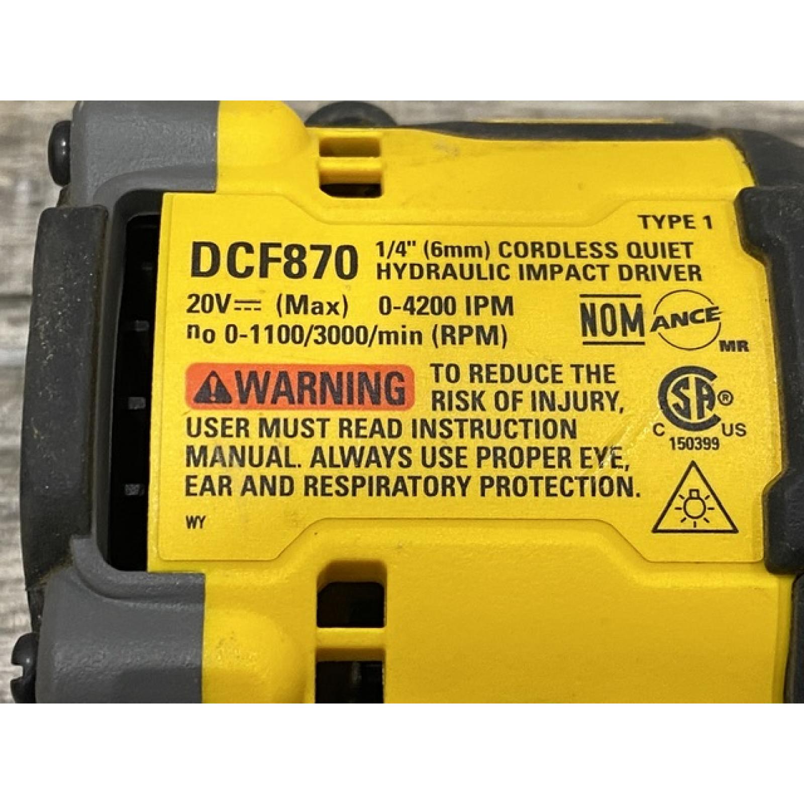 AS-IS DEWALT 20V XR Brushless Cordless 1/4 in. Quiet Hydraulic Impact Driver (Tool-Only)