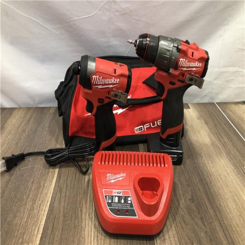 AS-IS Milwaukee FUEL 12-Volt Lithium-Ion Brushless Cordless Hammer Drill and Impact Driver Combo Kit