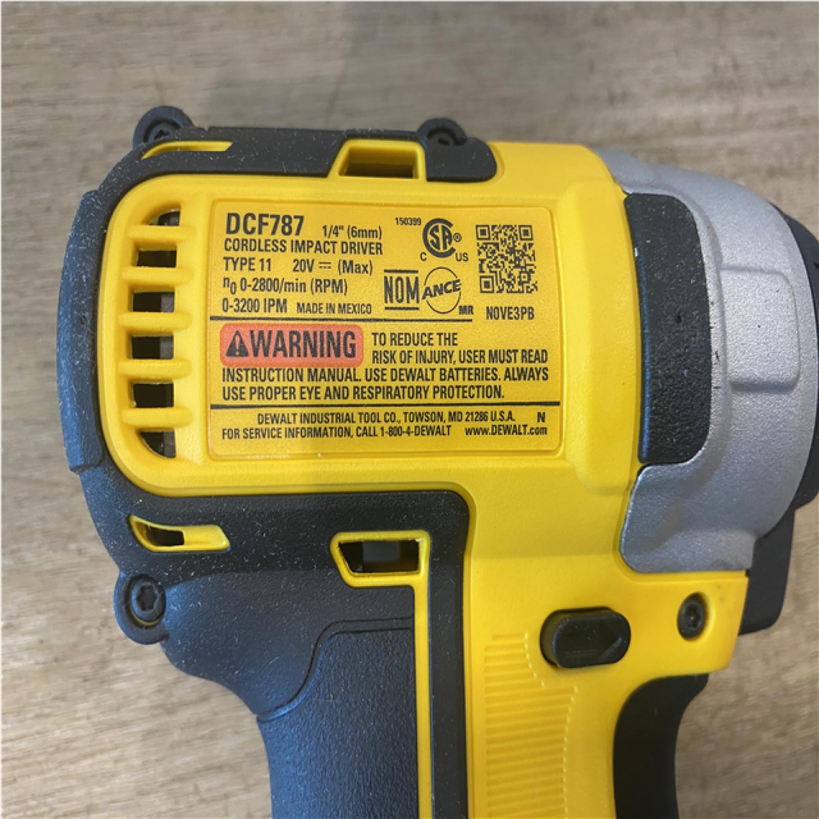 AS-IS DEWALT 20V MAX Lithium-Ion Brushless Cordless 1/4 in. Impact Driver Kit