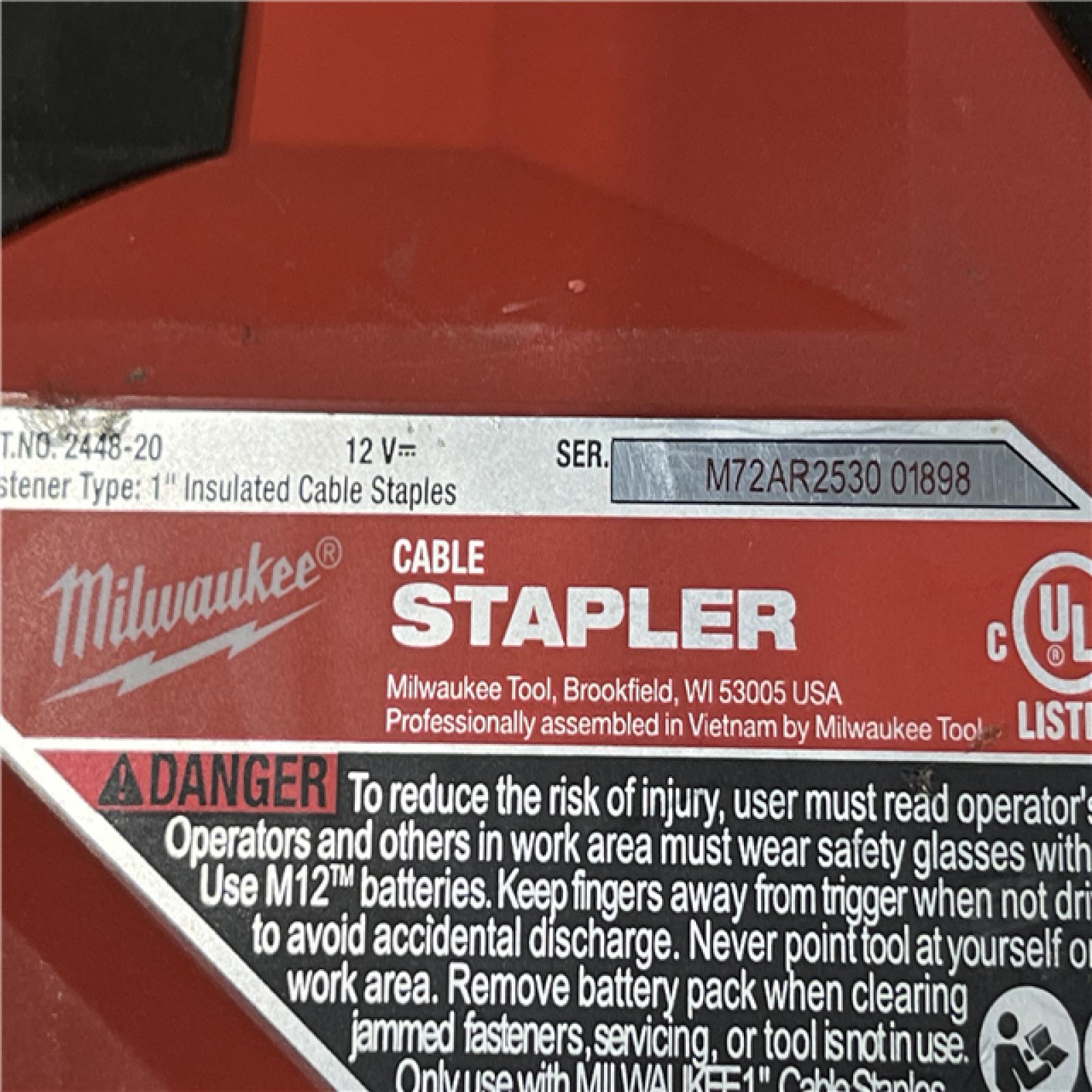 AS-IS Milwaukee 12-Volt Lithium-Ion Cordless Cable Stapler (Tool-Only)