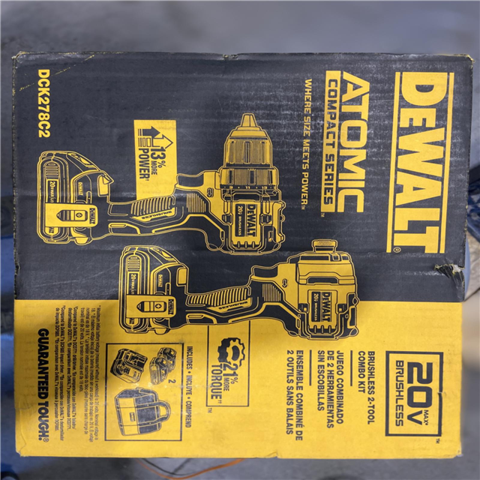 NEW! - DEWALT ATOMIC 20V MAX Cordless Brushless Compact Drill/Impact 2 Tool Combo Kit with (2) 1.3Ah Batteries  Charger  and Bag
