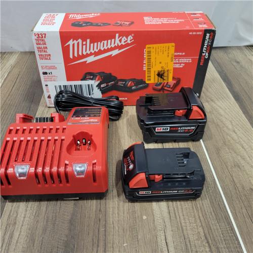 AS-IS  Milwaukee M18 18-Volt Lithium-Ion Starter Kit with One 5.0 Ah and One 2.0 Ah Battery and Charger