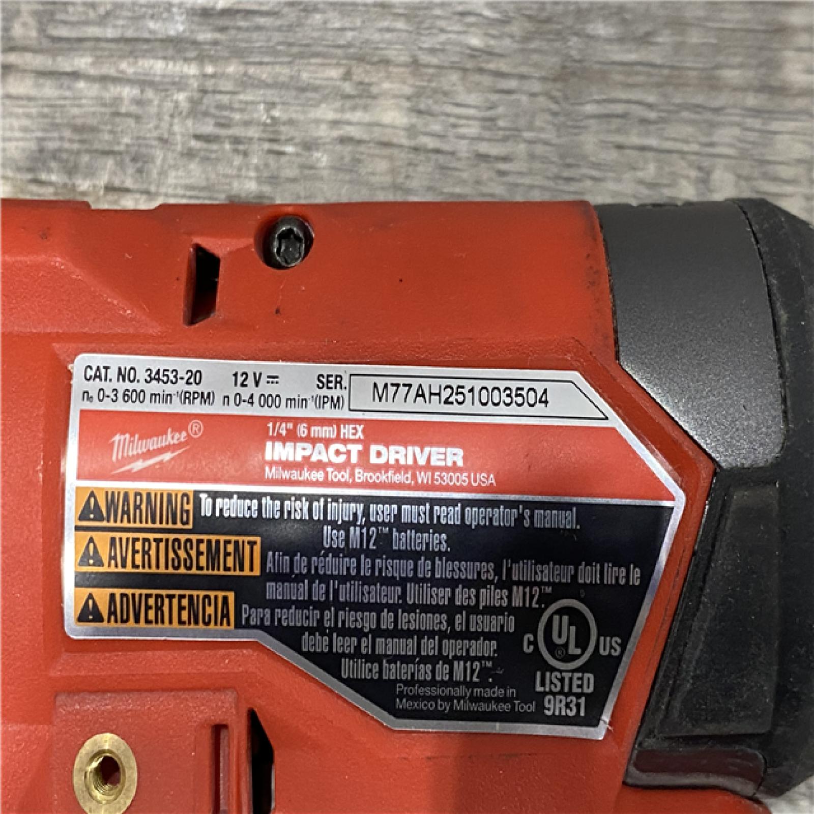 AS-IS Milwaukee FUEL 12-Volt Lithium-Ion Brushless Cordless 1/4 in. Hex Impact Driver Compact Kit