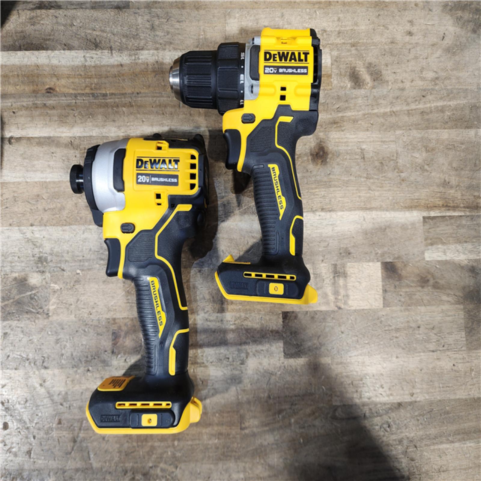 HOUSTON LOCATION - AS-IS Dewalt DCK225D2 20V MAX ATOMIC Brushless Compact Lithium-Ion 1/2 in. Cordless Drill Driver and 1/4 in. Impact Driver Combo Kit with 2 Batteries 2 Ah