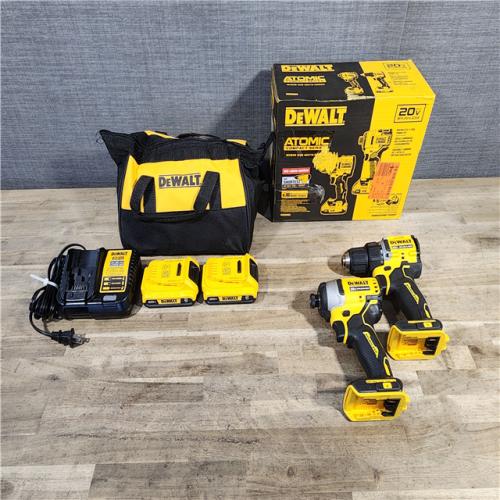 HOUSTON LOCATION - AS-IS Dewalt DCK225D2 20V MAX ATOMIC Brushless Compact Lithium-Ion 1/2 in. Cordless Drill Driver and 1/4 in. Impact Driver Combo Kit with 2 Batteries 2 Ah