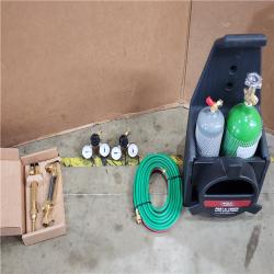 HOUSTON LOCATION - AS-IS Lincoln Electric Port-a-Torch Kit with Oxygen and Acetylene Tanks and 3/16 in. X 12 Ft. Hose  for Cutting Welding and Brazing