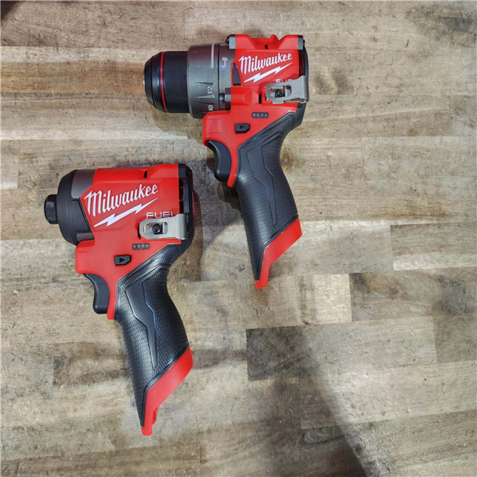 HOUSTON LOCATION - AS-IS Milwaukee FUEL 12-Volt Lithium-Ion Brushless Cordless Hammer Drill and Impact Driver Combo Kit