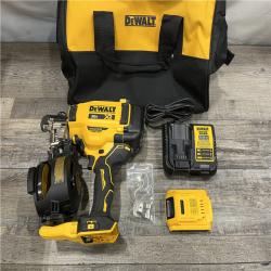 AS-IS DEWALT 20V MAX Lithium-Ion 15-Degree Electric Cordless Roofing Nailer Kit