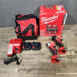 HOUSTON LOCATION - AS-IS Milwaukee M18 18V Lithium-Ion Brushless Cordless Compact Drill/Impact Combo Kit (2-Tool) W/(2) 2.0 Ah Batteries, Charger & Bag