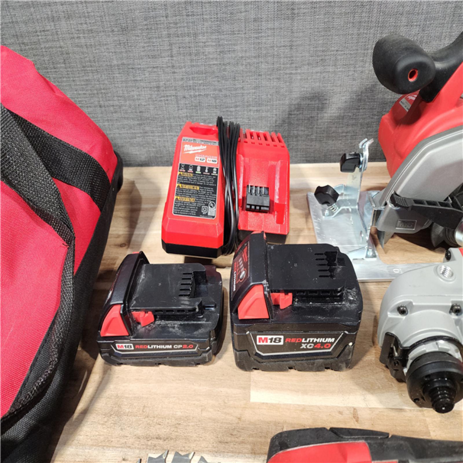 HOUSTON LOCATION - AS-IS MILWAUKEE 8 TOOL COMBO KIT W/ (2) BATTERY & CHARGER