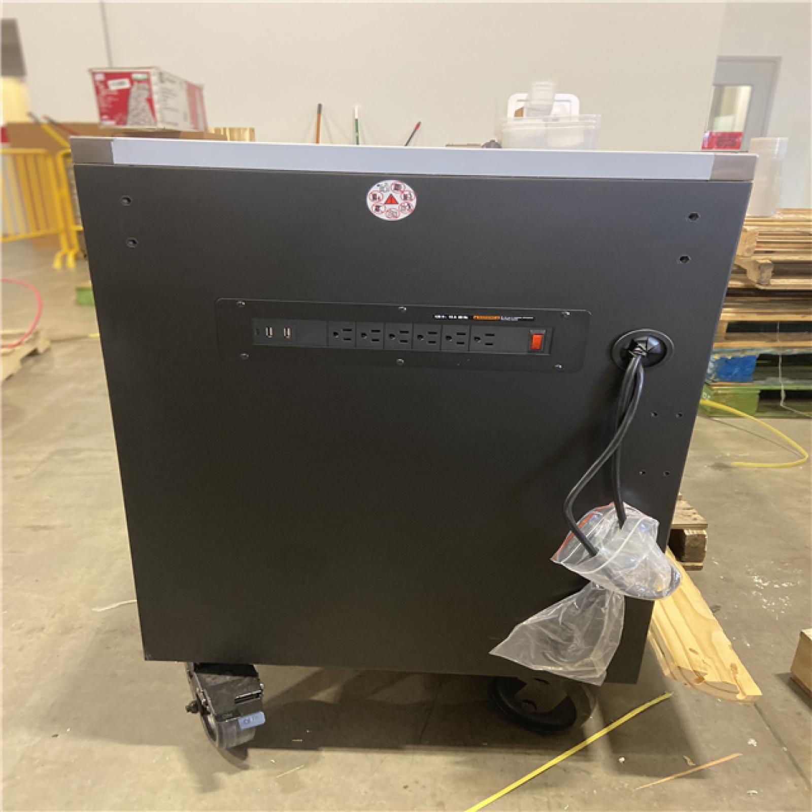 DALLAS LOCATION - Tool Storage 84 in. W x 24 in. D Heavy Duty Mobile Workbench Tool Chest with Stainless Steel Work Top in Matte Black