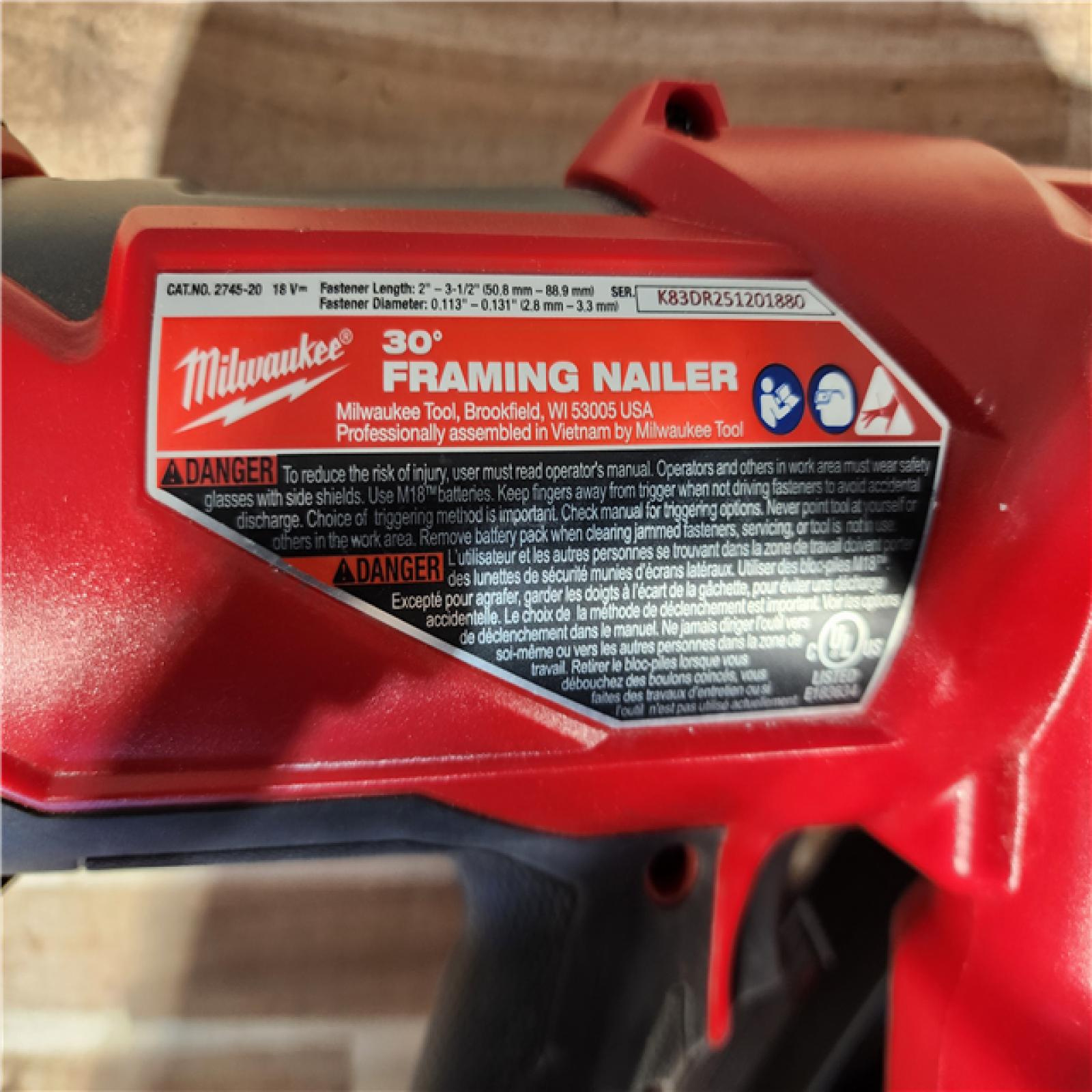 HOUSTON LOCATION - AS-IS Milwaukee FUEL 3-1/2 in. 18-Volt 30-Degree Lithium-Ion Brushless Cordless Framing Nailer (Tool-Only)