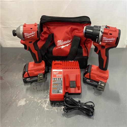 AS-IS - Milwaukee M18 18V Lithium-Ion Brushless Cordless Compact Drill/Impact Combo Kit (2-Tool)