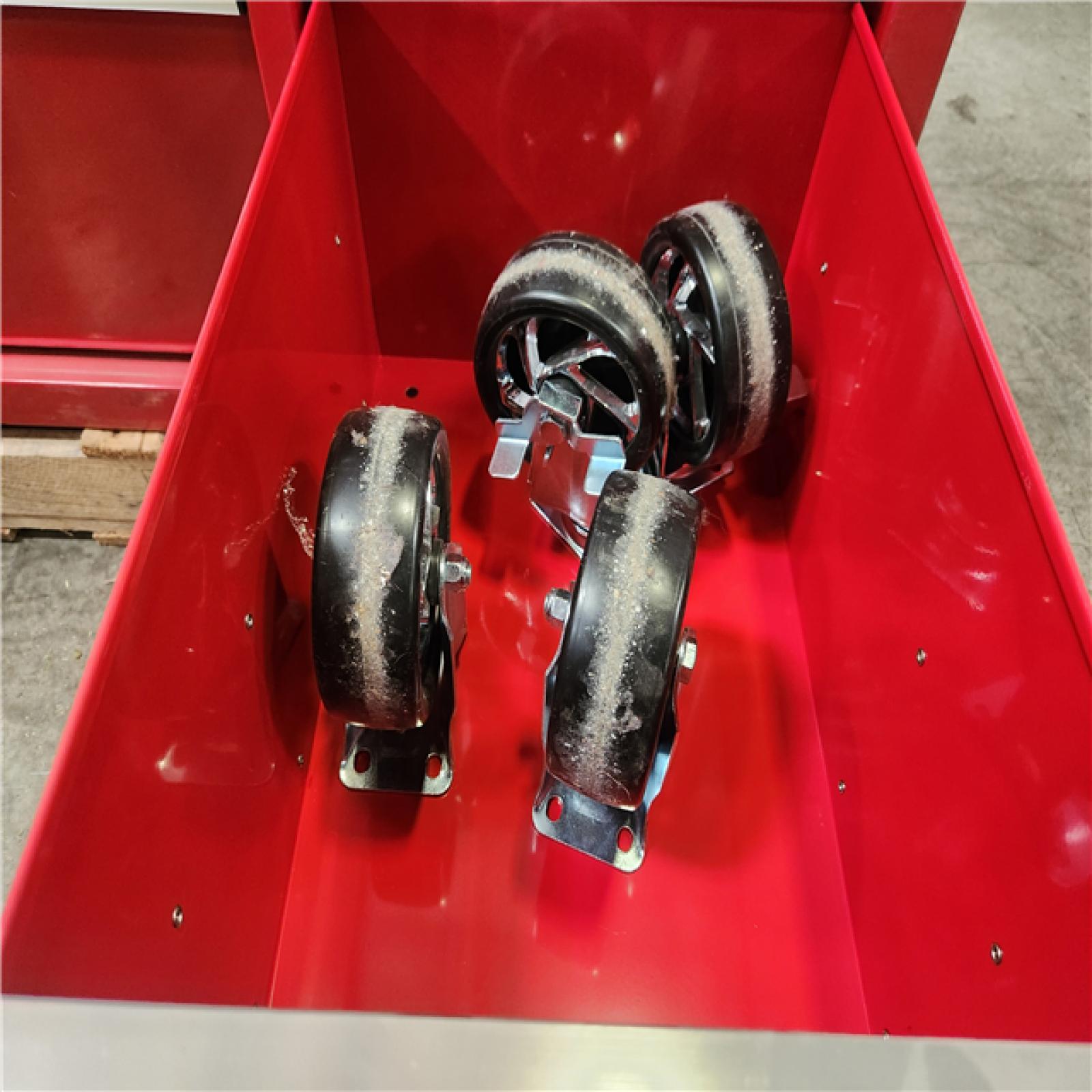 Phoenix Husky 52 in. W 10-Drawer Gloss Red Mobile Workbench Cabinet with Solid Wood Top and Pegboard