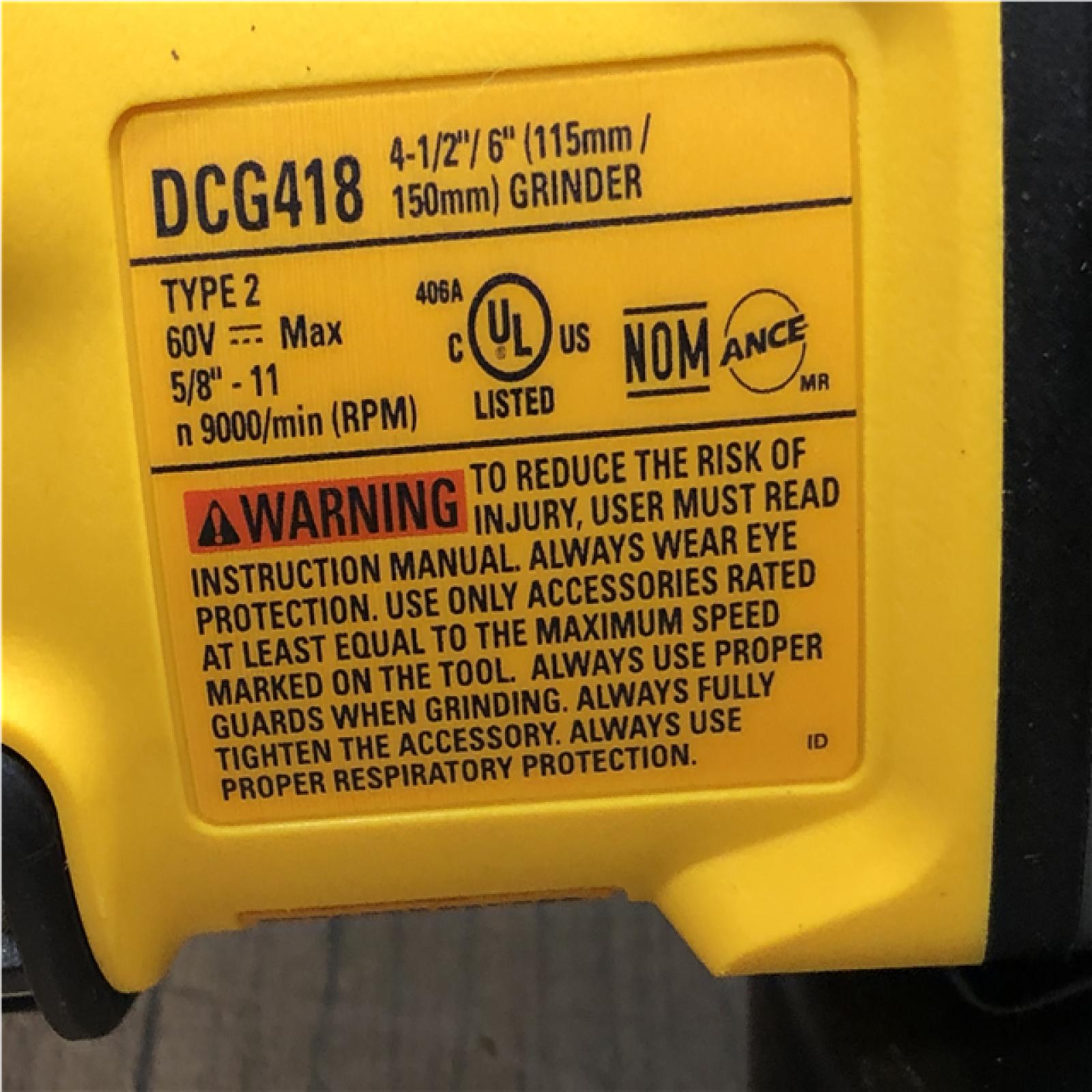AS-IS DEWALT FLEXVOLT 60V MAX Cordless Brushless 4.5 in. to 6 in. Small Angle Grinder with Kickback Brake (Tool Only)