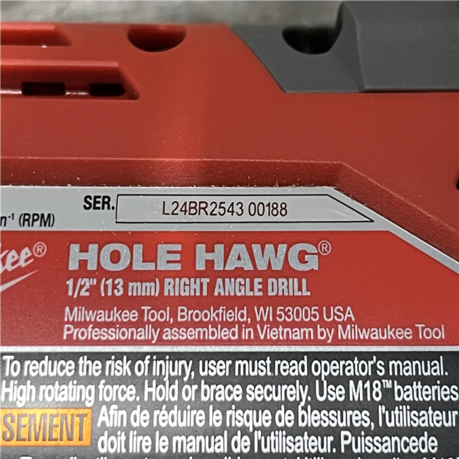 AS-IS Milwaukee FUEL GEN II 18V Lithium-Ion Brushless Cordless 1/2 in. Hole Hawg Right Angle Drill (Tool-Only)