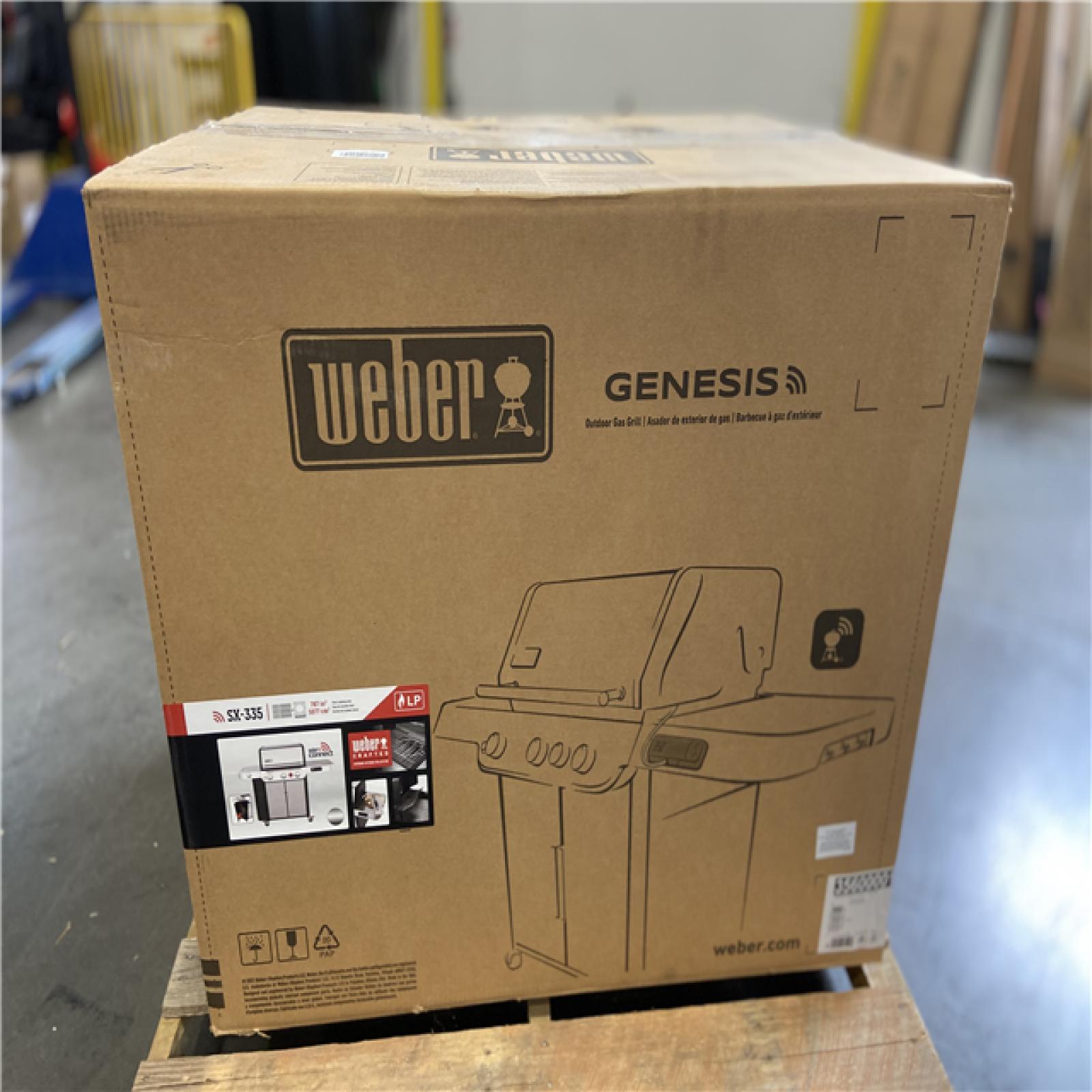 DALLAS LOCATION - Weber Genesis Smart SX-335 3-Burner Liquid Propane Gas Grill in Stainless Steel with Side Burner