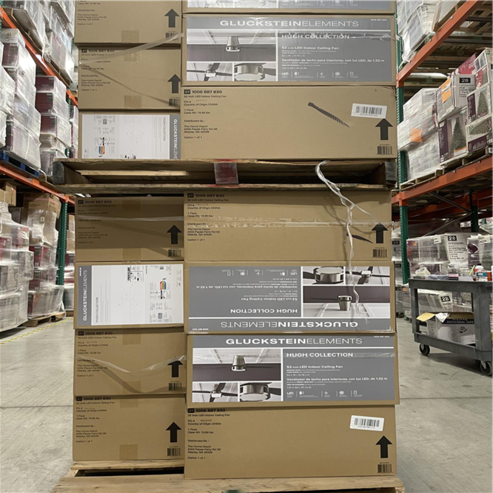 DALLAS LOCATION - Hugh 52 in. Integrated LED Indoor Nickel Ceiling Fan PALLET-(32 UNITS)