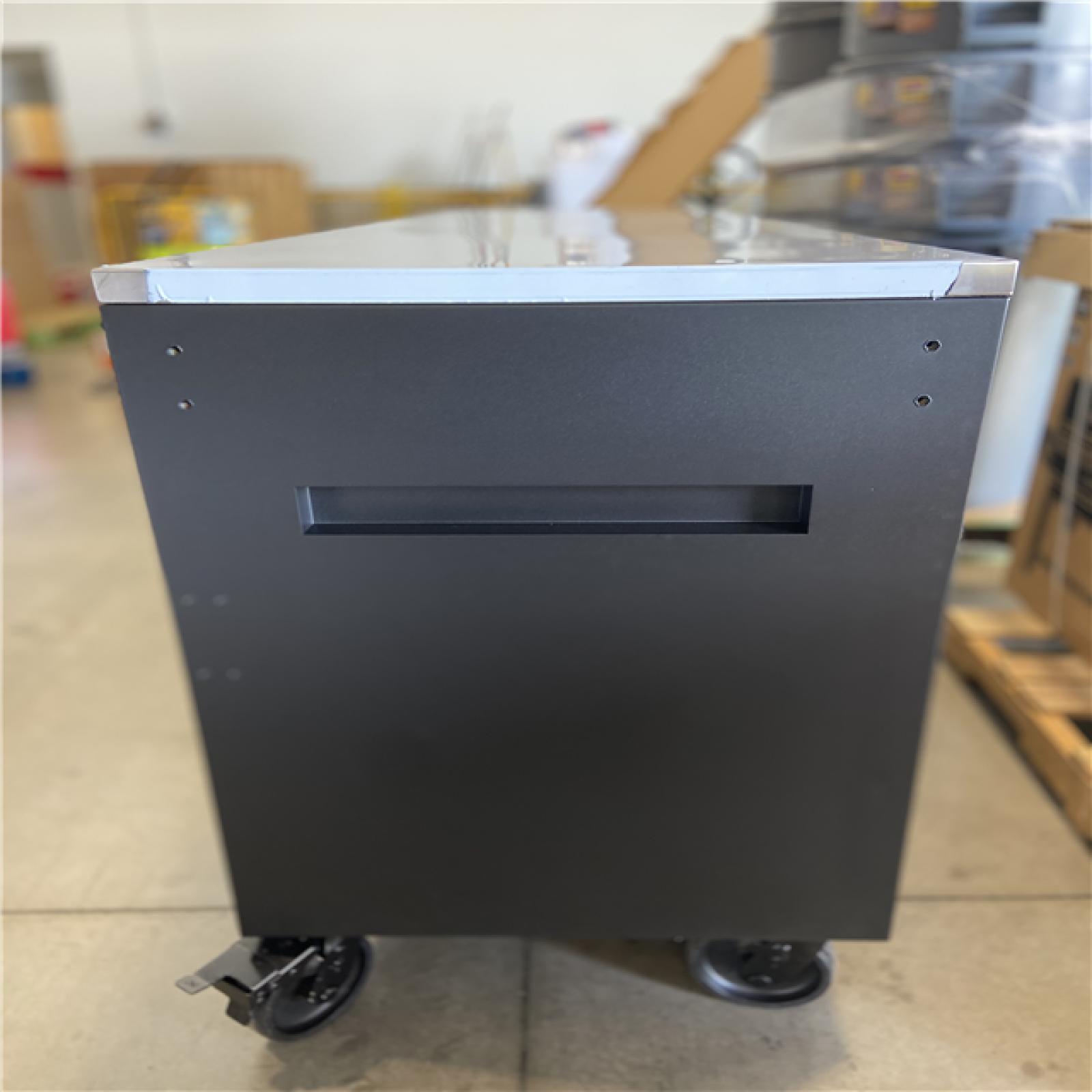 DALLAS LOCATION - Husky 84 in. W x 24 in. D 18-Drawer Heavy-Duty Mobile Workbench with Stainless Steel Top in Matte Black