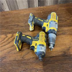AS-IS DEWALT 20V MAX XR Cordless Drill/Driver, ATOMIC Impact Driver 2 Tool Combo Kit, (2) 2.0Ah Batteries, Charger, and Bag