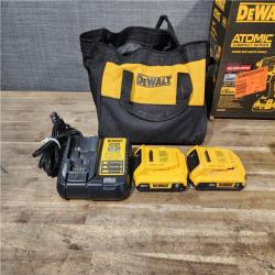 HOUSTON LOCATION - AS-IS Dewalt DCK225D2 20V MAX ATOMIC Brushless Compact Lithium-Ion 1/2 in. Cordless Drill Driver and 1/4 in. Impact Driver Combo Kit with 2 Batteries 2 Ah