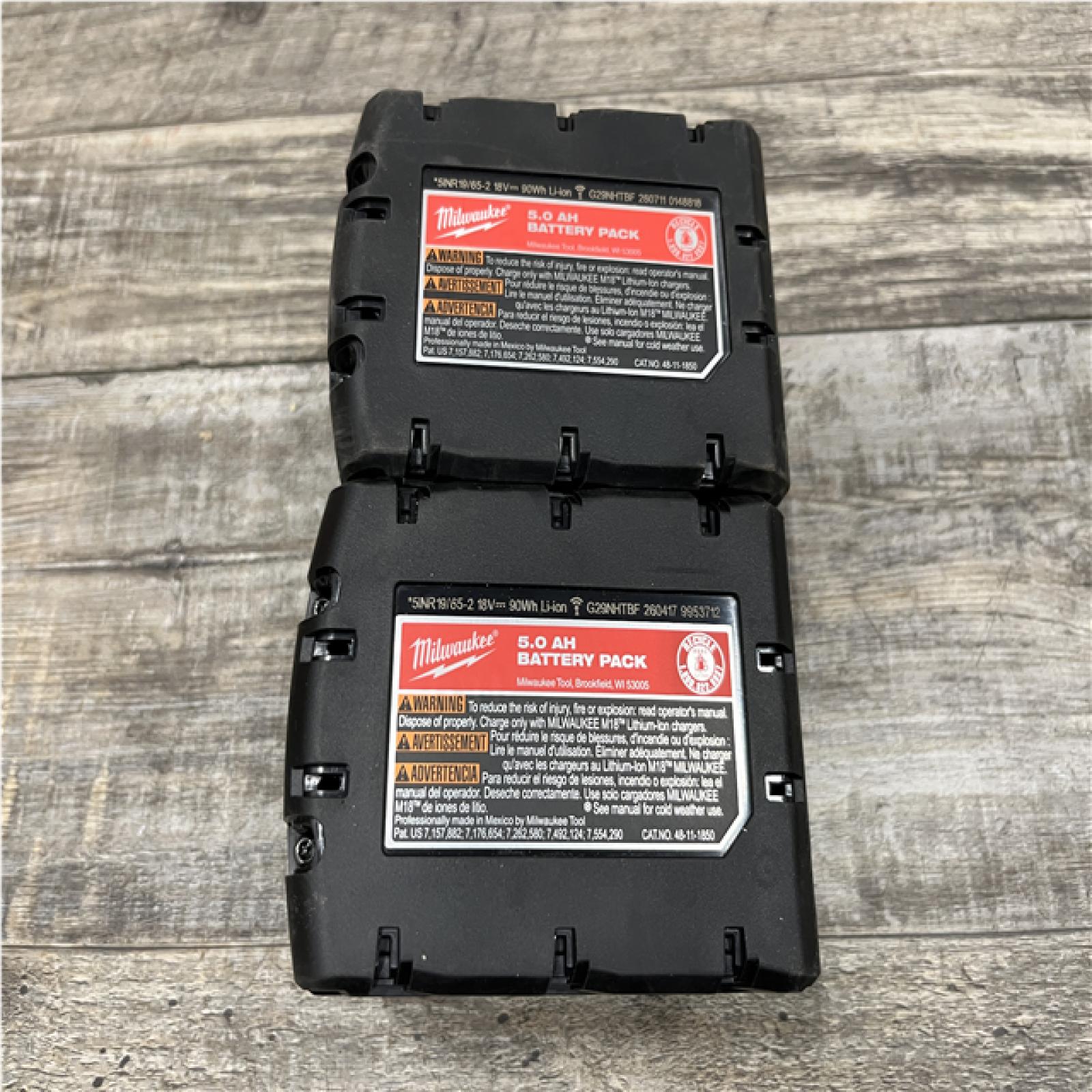 AS-IS Milwaukee 18-Volt Lithium-Ion XC Extended Capacity 5.0 Ah Battery Pack (2-Pack)