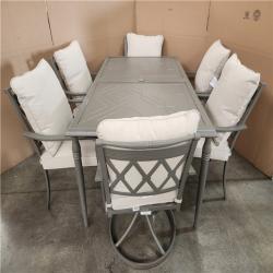 Phoenix LIKE NEW Hampton Bay Preston Pointe Dark Cement Gray 7-Piece Metal Outdoor Dining Set with CushionGuard Putty Cushions