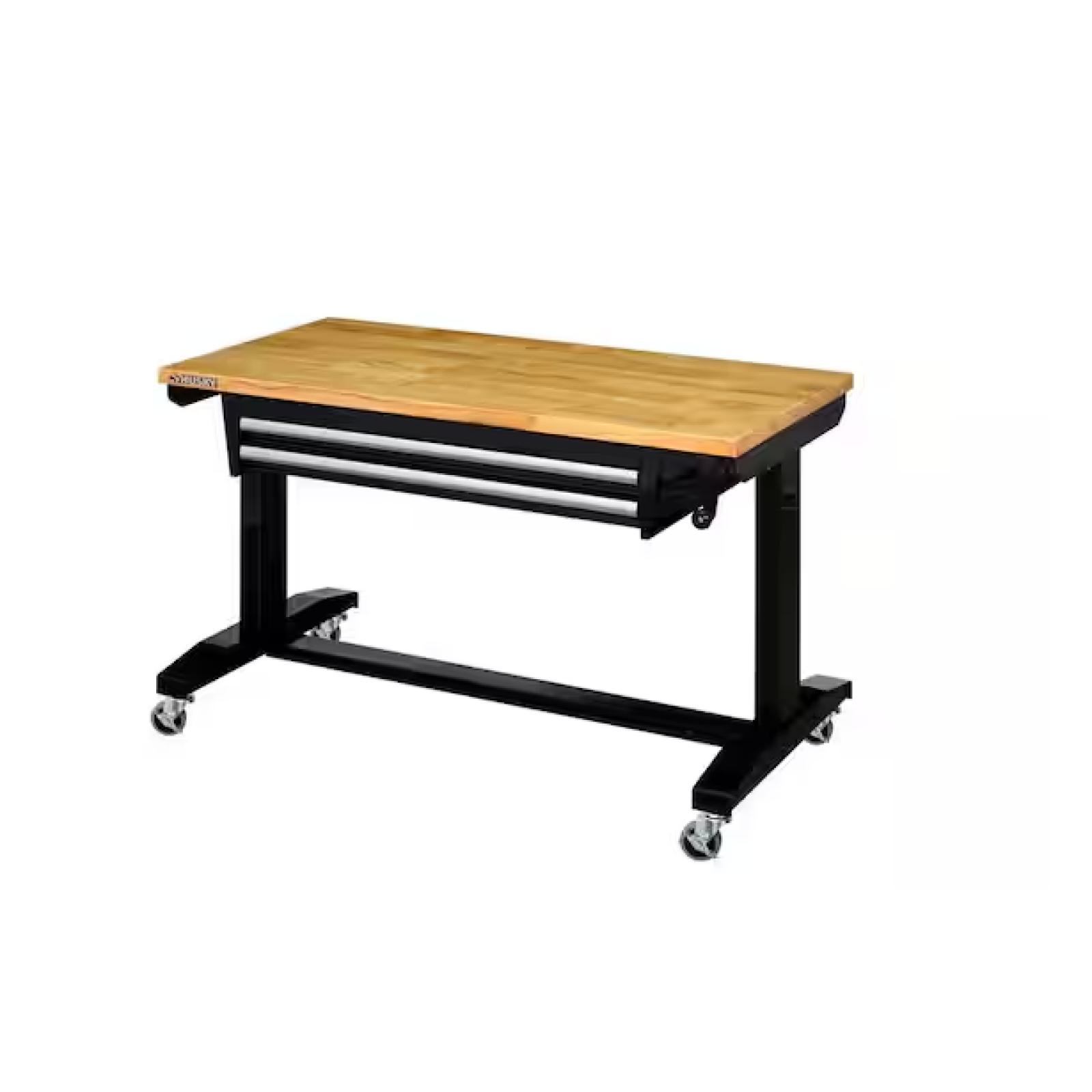 DALLAS LOCATION - Husky Tool Storage 46 in. W Black Adjustable Height Worktable with 2-Drawers