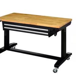 DALLAS LOCATION - Husky Tool Storage 46 in. W Black Adjustable Height Worktable with 2-Drawers